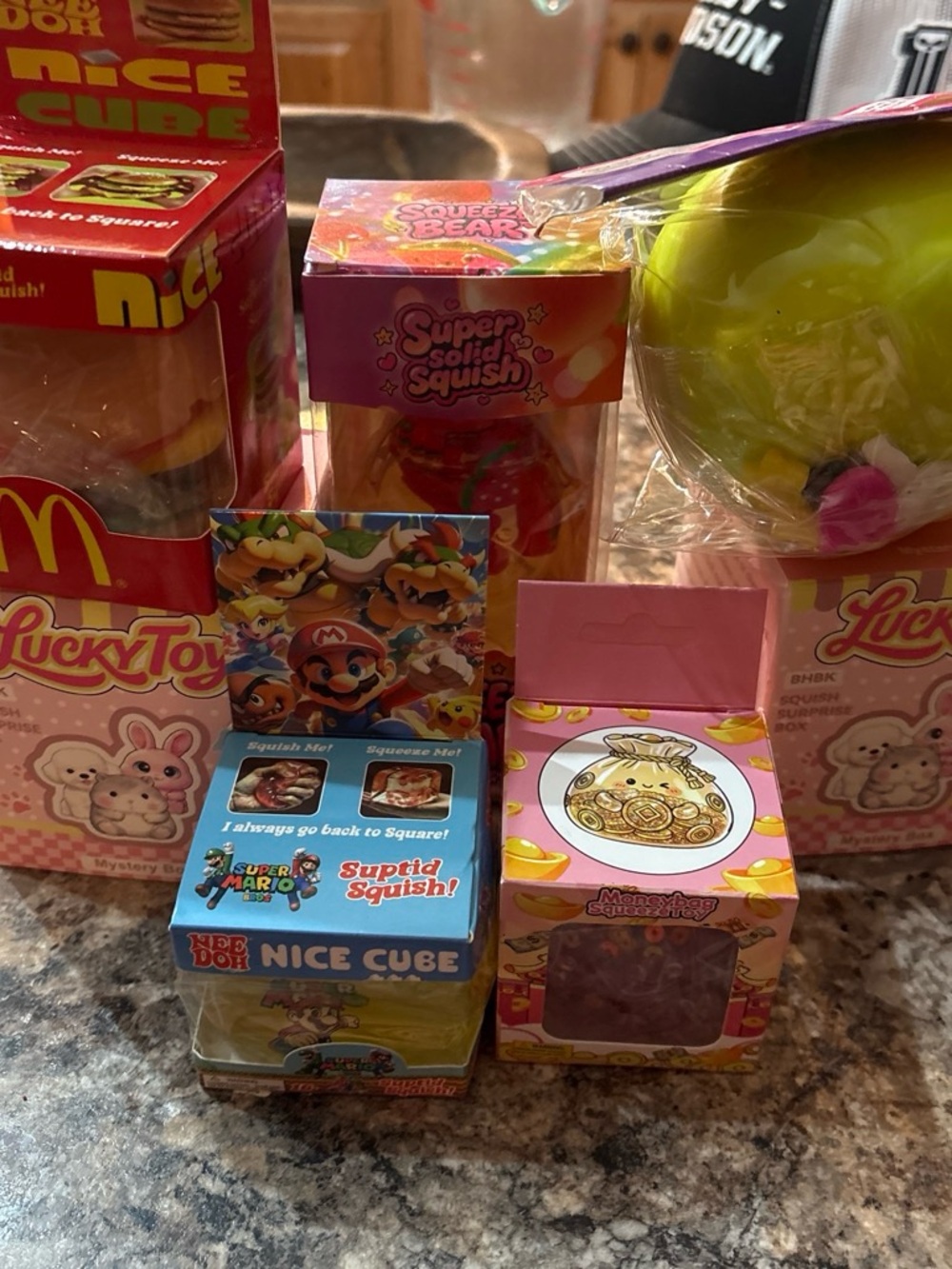 Lucky Brand Party Squishies Set in Pink, Yellow, Red